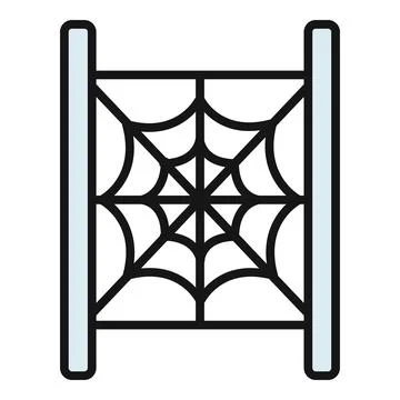 Spider web stretched between two vertical posts 스톡 일러스트