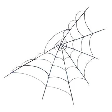 Spider web with thin grey black threads forming a natural cobweb. Hand drawn Stock Illustration