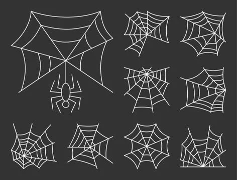 Spider web thin line icon set editable stroke Stock Illustration