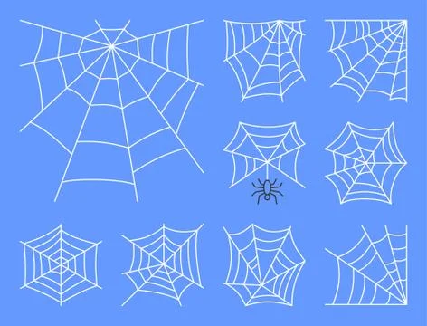 Spider web thin line icon set editable stroke Stock Illustration