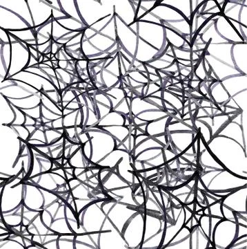 Spider web. Watercolor. Pattern. Semless Illustrazione stock