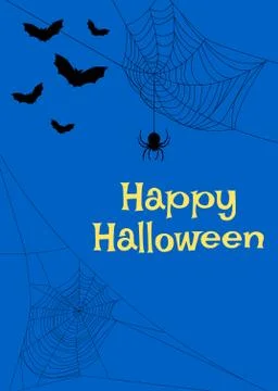 Spider webs and bats Stock Illustration