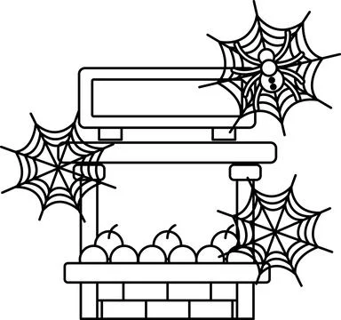 Spider webs cling to a fruit stand Illustrazione stock