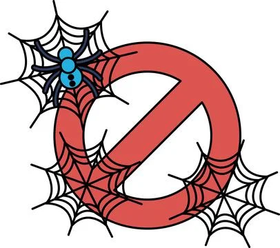 Spider webs cradle a bold, curved symbol Stock Illustration