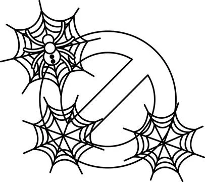 Spider webs cradle a bold, curved symbol イラスト素材