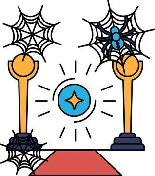 Spider webs drape elegant pedestals イラスト素材
