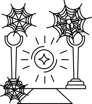 Spider webs drape elegant pedestals イラスト素材