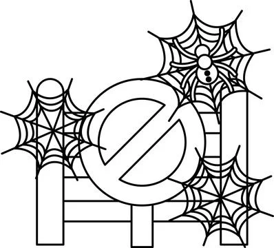 Spider webs drape over a fence post Stock Illustration