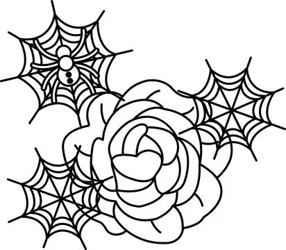 Spider webs frame a blooming rose 스톡 일러스트