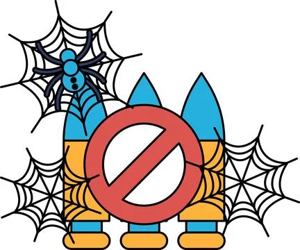 Spider webs frame a bold circular symbol Illustrazione stock