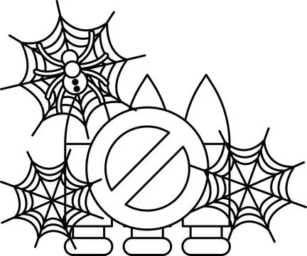 Spider webs frame a bold circular symbol Illustrazione stock
