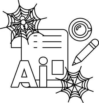 Spider webs frame a document and pencil Stock Illustration