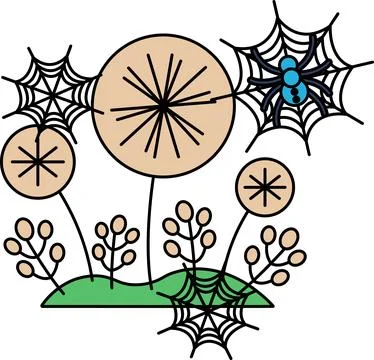 Spider webs glow softly in moonlight 스톡 일러스트