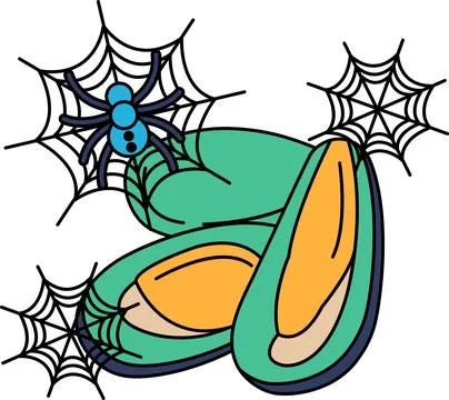 Spider webs hang gently around a pair of closed eyes 스톡 일러스트