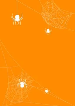 Spider webs on orange background Stock Illustration