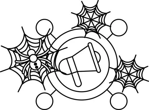 Spider webs surround a megaphone イラスト素材