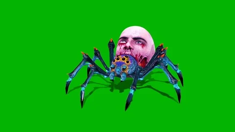 Spider Zombie Attacks Green Screen 3D Rendering Animation Stock Footage 95140579