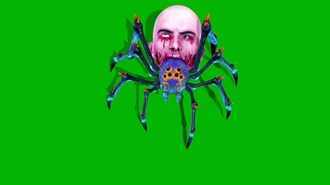 Spider Zombie Comes Out of the Ground Top Green Screen 3D Rendering Animation Stock Footage 95140593