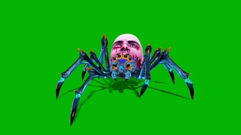 Spider Zombie Walkcycle Loop Front Green Screen 3D Rendering Animation Stock Footage 95140609
