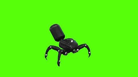 SpiderBot Idle Green Screen Animation 4K Rendering Stock Footage 264549597