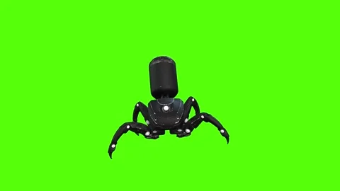 SpiderBot Strafe Left Green Screen Animation 4K Rendering Stock Footage 264549549