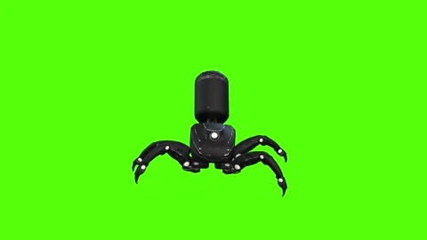 SpiderBot Strafe Right Green Screen Animation 4K Rendering Video stock 264549541