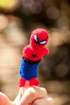 Spiderman finger puppet Stock Photos