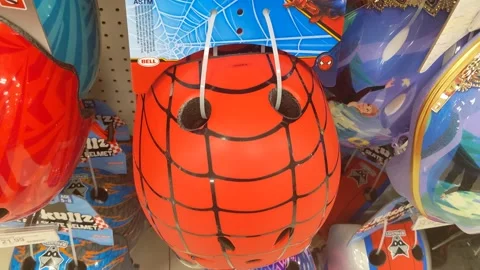 Spiderman Helmet Available for Purchase Stock Footage 158068142