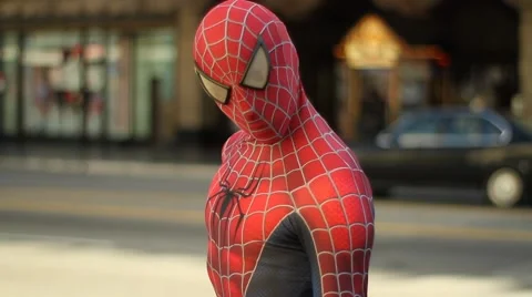 Spiderman On Side Of The Road Stock Footage 47461109