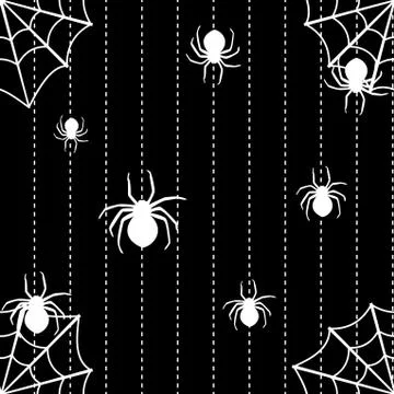 Spiders and web seamless background Stock Illustration