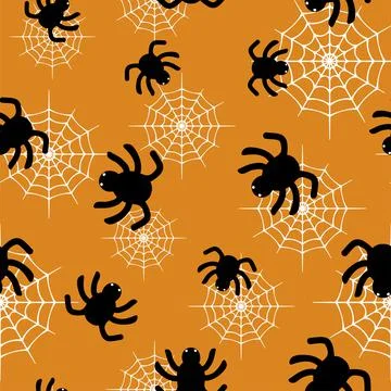Spiders and webs seamless pattern vector design Stock Illustration