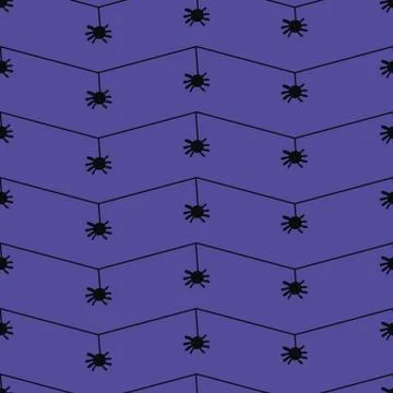 Spiders chevron seamless vector pattern on purple Stock Illustration