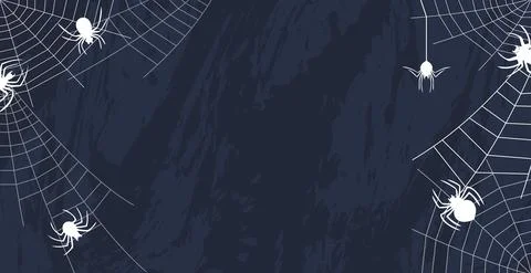 Spiders on a dark halloween background - Vector Stock Illustration