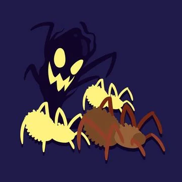 Spiders with ghost arachnophobia Stock Illustration