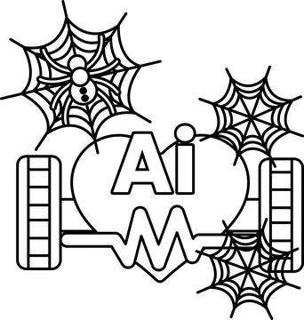 Spiders hang from webbed frames around a bold heart Stock Illustration