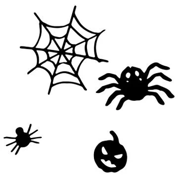 Spiders icon set on white isolated backdrop. Stock Illustration