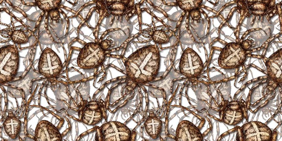 Spiders pattern dense watercolor Illustrazione stock