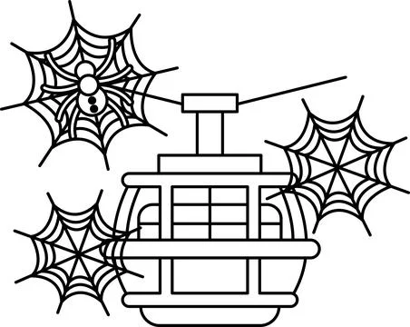 Spiders spin webs above a whimsical cable car 스톡 일러스트