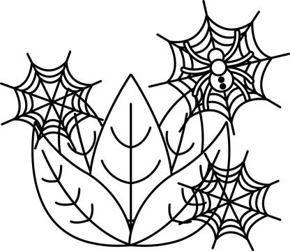 Spiders spin webs among stylized leaves Stock Illustration