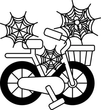 Spiders spin webs on a child's bicycle Stock Illustration