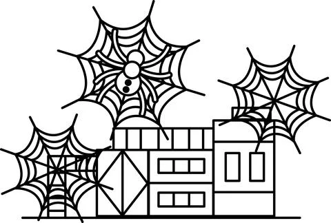 Spiders spin webs on a forgotten building Illustrazione stock