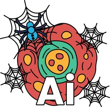 Spiders spin webs near floating, round objects Stock Illustration