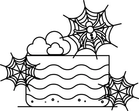 Spiders spin webs on a wavy cake Stock Illustration