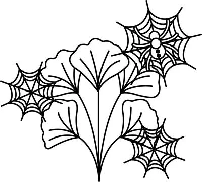 Spiders weave delicate webs among leafy foliage Illustrazione stock