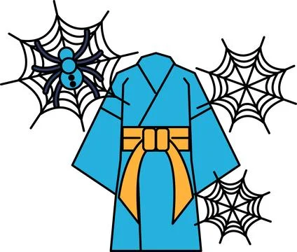 Spiders weave webs around a robe Stock Illustration
