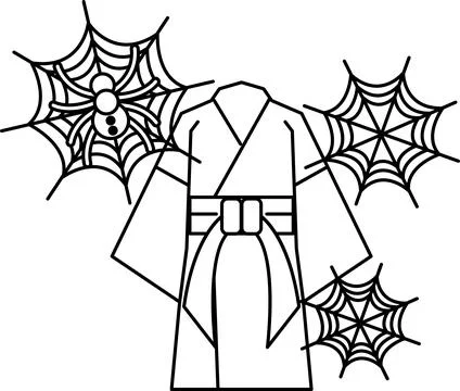 Spiders weave webs around a robe Stock Illustration