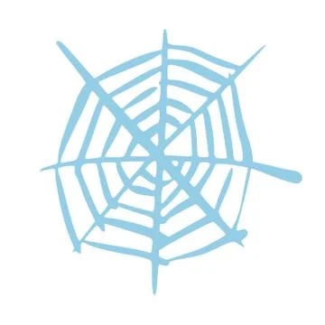 Spider's web isolated on white background. Cartoon cute in style doodle. Illustrazione stock
