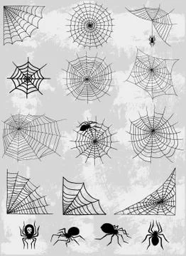 Spiders web net vector silhouette spooky nature halloween element cobweb Illustrazione stock