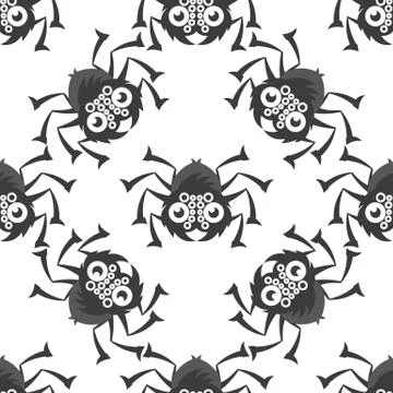 Spiders on Webs seamless pattern 스톡 일러스트