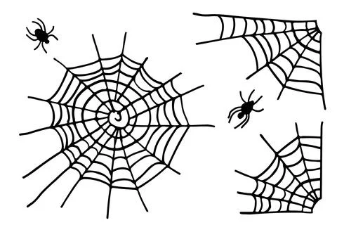 Spiderweb collection isolated on white background. Halloween sign. Cobweb and Stock Illustration